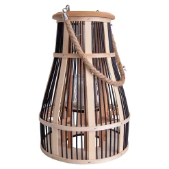 Lampe décorative 'Korbinian' avec bougie LED solaire pour le jardin et le balcon, en rotin naturel, lampe solaire hauteur 35 cm