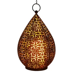 Lampe décorative LED de 27,8 cm de haut en or antique, pour l'extérieur, en métal et plastique, avec LED intégrée