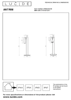 Lampe de bureau ANTRIM en aluminium avec LED intégré - Noir - Lucide