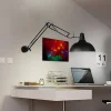 Lampe de bureau bras articulé en métal noir avec interrupteur Compatible LED E27