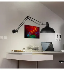 Lampe de bureau bras articulé en métal noir avec interrupteur Compatible LED E27