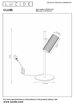 Lampe de bureau CLUBS en aluminium avec 1xGU10 - Blanc - Lucide