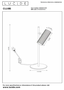Lampe de bureau CLUBS en aluminium avec 1xGU10 - Noir - Lucide