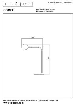 Lampe de bureau COMET en métal avec LED intégré - Noir - Lucide