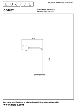 Lampe de bureau COMET en métal avec LED intégré - Blanc - Lucide
