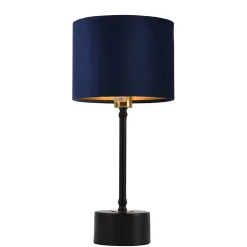 Lampe de Bureau Deventer Métal Flanelle E14 39 cm Noir Cuivre Bleu lux.pro