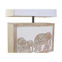 Lampe de bureau DKD Home Decor Blanc Marron Bois de manguier 50 W 220 V 33 x 12 x 41 cm