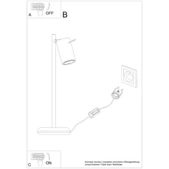 Lampe de bureau en acier 1 lampes 14.5x19.5x43cm Sollux