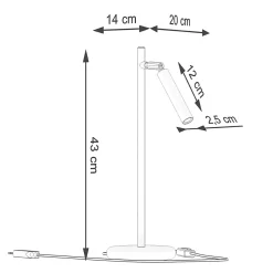 Lampe de bureau en acier 1 ampoule 4000K - 14x20x43cm Sollux