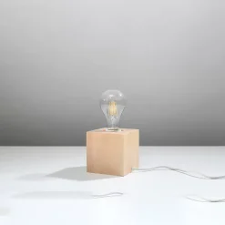 Lampe de bureau en bois 1 ampoule 3000K - 10x10x10cm Sollux