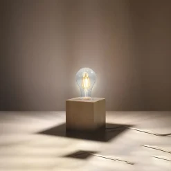 Lampe de bureau en bois 1 ampoule 4000K - 10x10x10cm Sollux