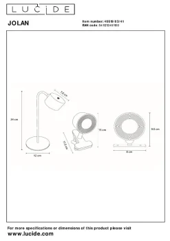 Lampe de bureau JOLAN en plastique avec LED intégré - Taupe - Lucide