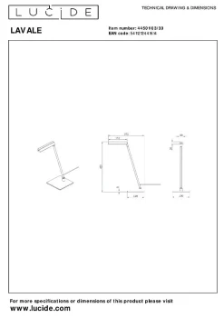 Lampe de bureau LAVALE en métal avec LED intégré - Noir - Lucide