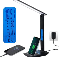 Lampe de bureau LED avec chargeur sans fil 10W noir