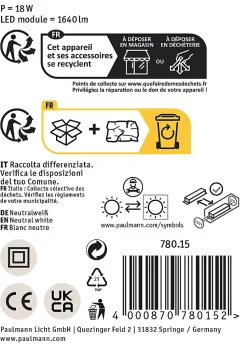 Lampe de bureau LED Mejan 4000K 1200lm 15W Blanc dépoli