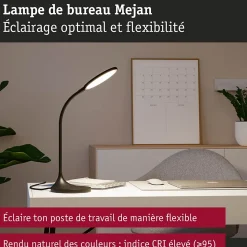 Lampe de bureau LED Mejan 4000K 1200lm 15W Noir mat