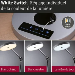 Lampe de bureau LED Numis White Switch 1000lm 11W Argent