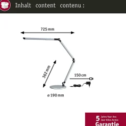 Lampe de bureau LED 3-Step-Dim FlexBar White Switch 700lm 9,5W Argent mat