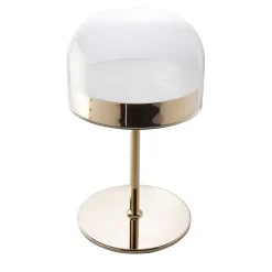 Lampe de Bureau Élégante en Acier Doré et Verre Transparent pour un Éclairage Moderne