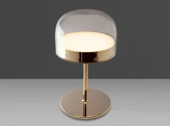 Lampe de Bureau Élégante en Acier Doré et Verre Transparent pour un Éclairage Moderne