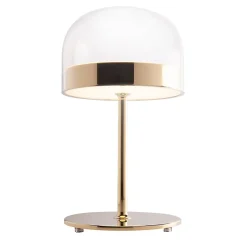 Lampe de Bureau Élégante en Acier Doré et Verre Transparent pour un Éclairage Moderne
