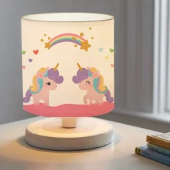 Lampe de bureau Maidstone pour enfant 22 cm blanc à motif de licorne lux.pro