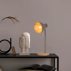 Lampe de bureau 'MARIE' en métal et bois, E14, brun, hauteur 36,5 cm