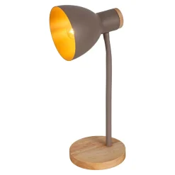 Lampe de bureau 'MARIE' en métal et bois, E14, brun, hauteur 36,5 cm