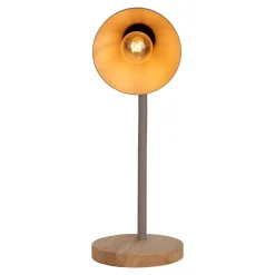 Lampe de bureau 'MARIE' en métal et bois, E14, brun, hauteur 36,5 cm