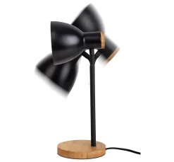 Lampe de bureau 'MARIE' en métal et bois, E14, noir, hauteur 36,5 cm