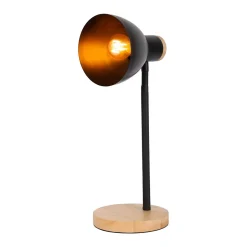 Lampe de bureau 'MARIE' en métal et bois, E14, noir, hauteur 36,5 cm