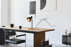 Lampe de bureau 'MARIE' en métal et bois, E14, noir, hauteur 36,5 cm