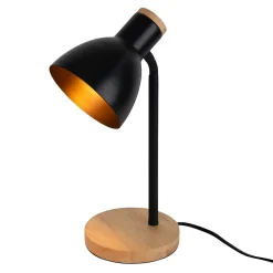 Lampe de bureau 'MARIE' en métal et bois, E14, noir, hauteur 36,5 cm