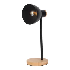Lampe de bureau 'MARIE' en métal et bois, E14, noir, hauteur 36,5 cm