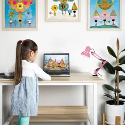 Lampe de bureau PIXI Pink douille E27 rose set avec base et pince avec Bras Pivotant Réglable EDO777366 EDO