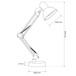 Lampe de bureau PIXI Pink douille E27 rose set avec base et pince avec Bras Pivotant Réglable EDO777366 EDO