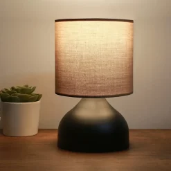 Lampe de bureau Shoreham E27 hauteur 32 cm noir marron lux.pro