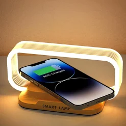 Lampe de Chevet avec Chargeur sans Fil marron