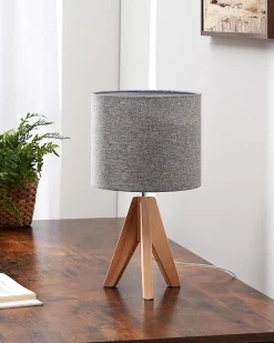 Lampe de Chevet en Bois vintage gris