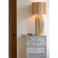 Lampe de chevet feuille de bananier en bois naturel 35x35x87 cm