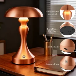 Lampe de chevet led nettlife tactile, intensité variable, sans fil, rechargeable par usb, style vintage