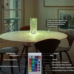 Lampe de chevet LED NETTLIFE sans fil - Lampe de table à intensité variable en cristal Lampe tactile rechargeable Télécommande