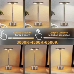 Lampe de chevet Nettlife sans fil, lampe de table LED à batterie, lampe tactile à intensité variable avec USB, lot de 2