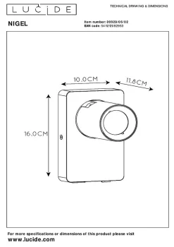 Lampe de chevet NIGEL en aluminium avec 1xGU10 - Or Mat / Laiton - Lucide