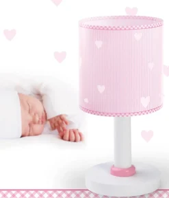 Lampe de chevet pour enfants Sweet Dreams coeurs rose
