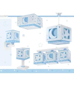 Lampe de chevet pour enfants Moonlight lune et étoiles bleu