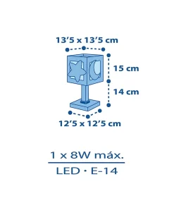 Lampe de chevet pour enfants Moonlight lune et étoiles bleu