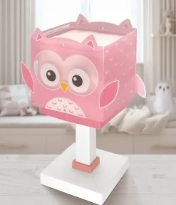 Lampe De Chevet Pour Enfant Little Pink Owl Petite Chouette Rose