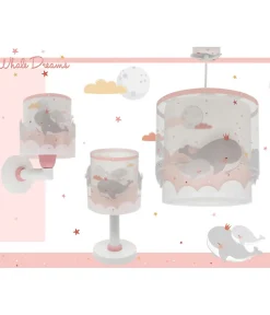 Lampe de chevet pour enfant Whale Dreams Baleine rose