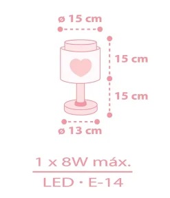 Lampe de chevet pour enfant Baby Dreams Coeur rose LED